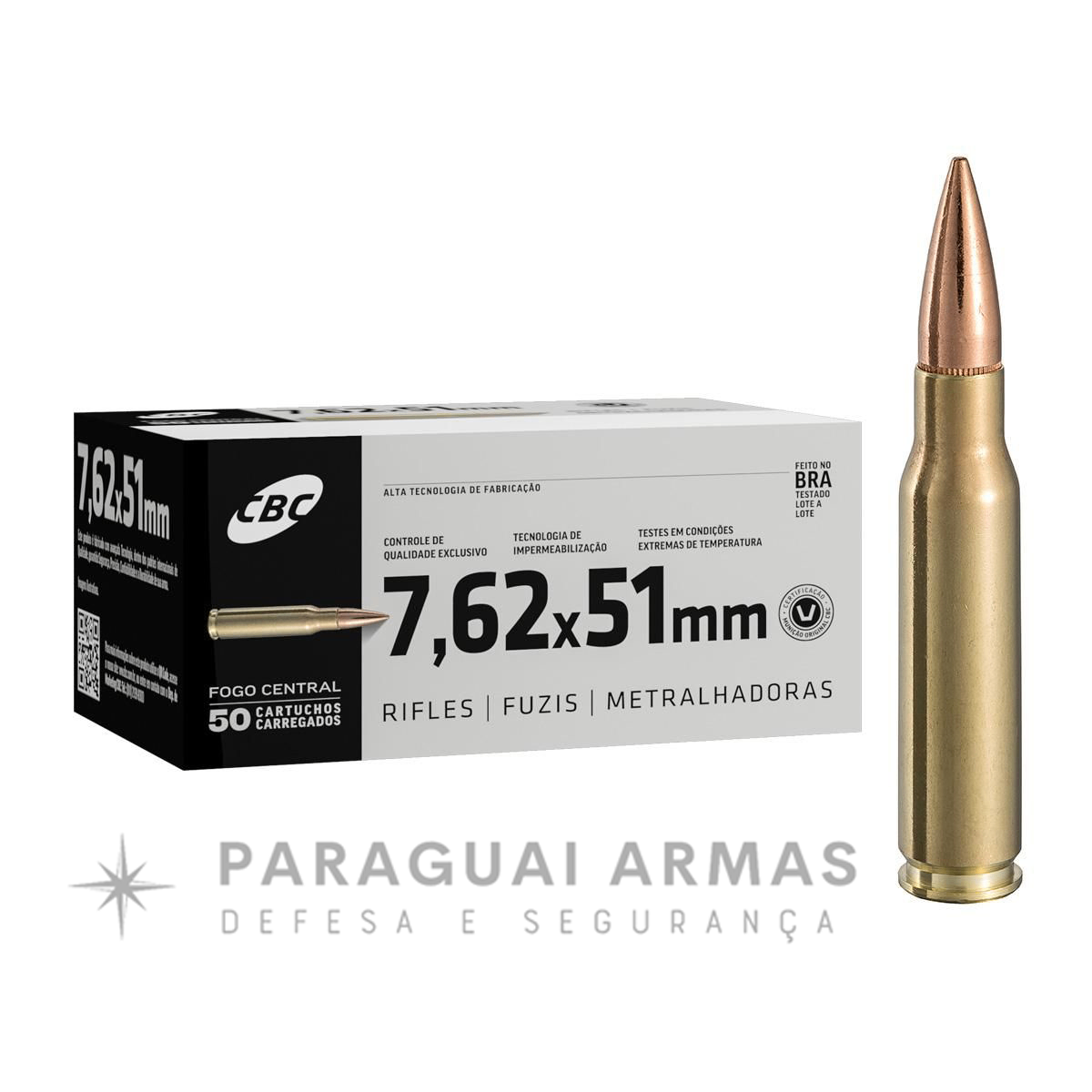 Munição CBC 7,62×51mm NATO Comum Cx/50